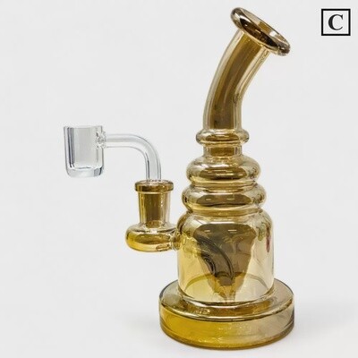 CIRCULAR SERENITY STACKED CROWN ELECTROPLATED W/ QUARTZ BANGER WATER PIPE C-6