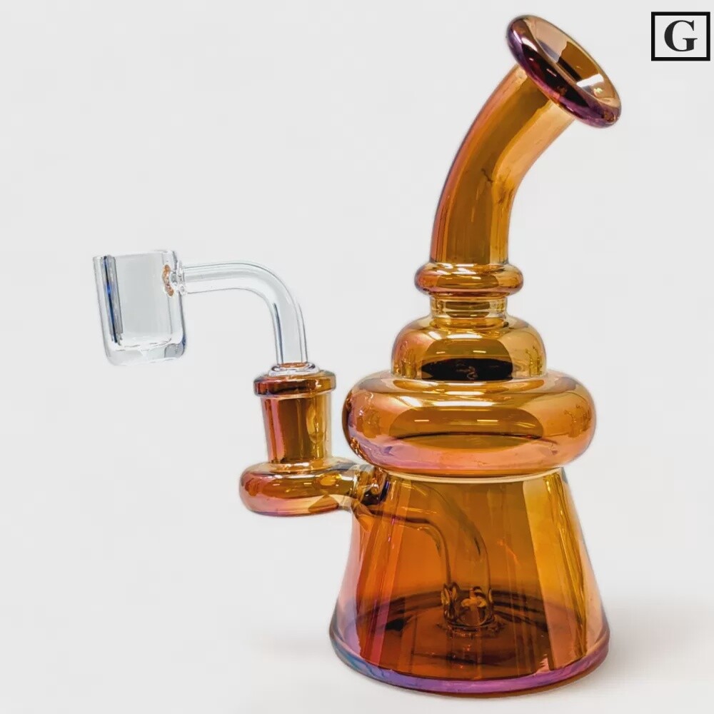 STACKED RINGS ELEVATED ELECTROPLATED W/ QUARTZ BANGER WATER PIPE G-6