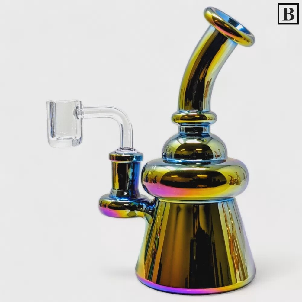 STACKED RINGS ELEVATED ELECTROPLATED W/ QUARTZ BANGER WATER PIPE B-6