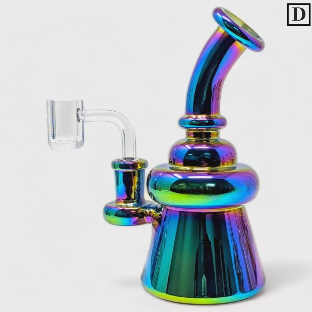 STACKED RINGS ELEVATED ELECTROPLATED W/ QUARTZ BANGER WATER PIPE D-6