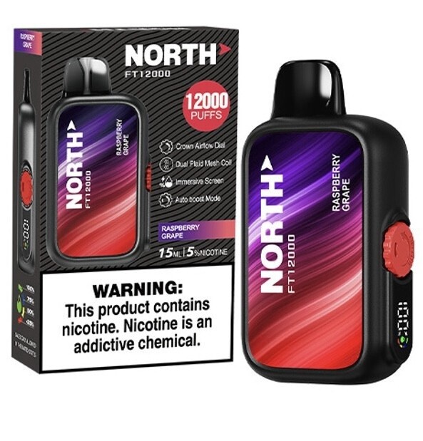 NORTH RASPBERRY GRAPE FT 12000 VAPE 10/CT