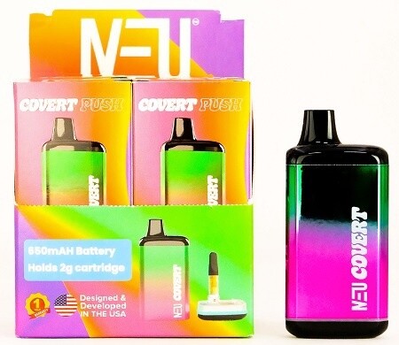 NEU 7 COLOR BATTERY COVERT PUSH 650MAH HOLDS 2G CARTRIDGE 6/CT