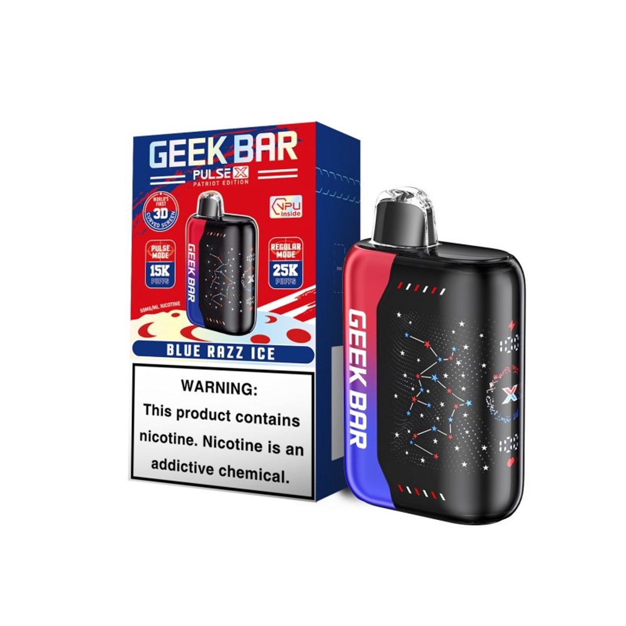 GEEK BAR PULSE X 5% BLUE RAZZ ICE 5/CT