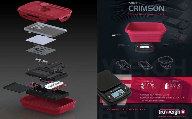 TRUWEIGH MINI CRIMSON SCALE COLLAPSIBLE BOWL 100G X 0.01G