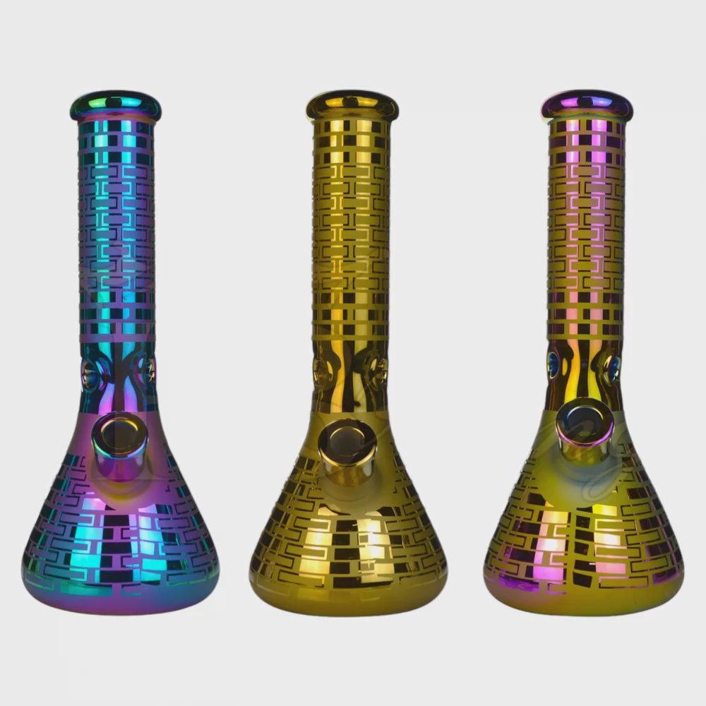 BEAKER BONG - 13&#39;&#39; 7MM ELECTROPLATED BRICK NET -ASST (SGBK34)