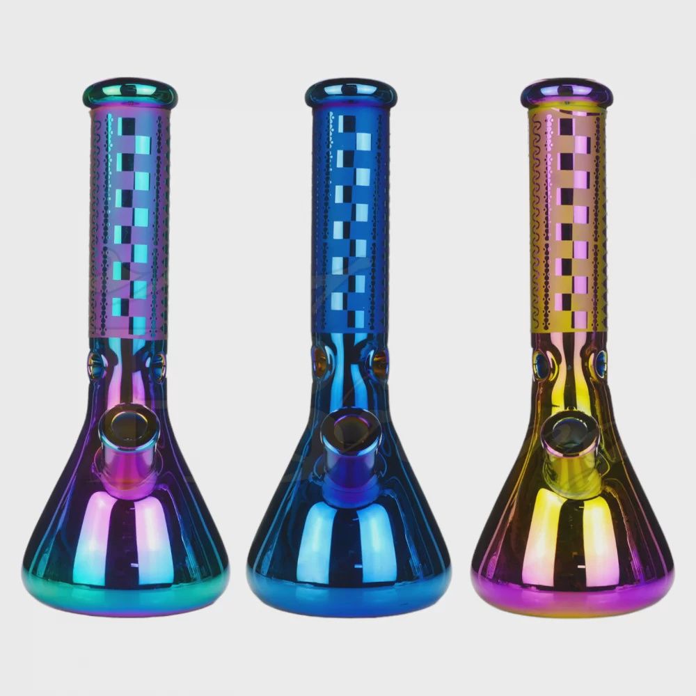 BEAKER BONG - 13&#39;&#39; 7MM ELECTROPLATED -ASST (SGBK29)
