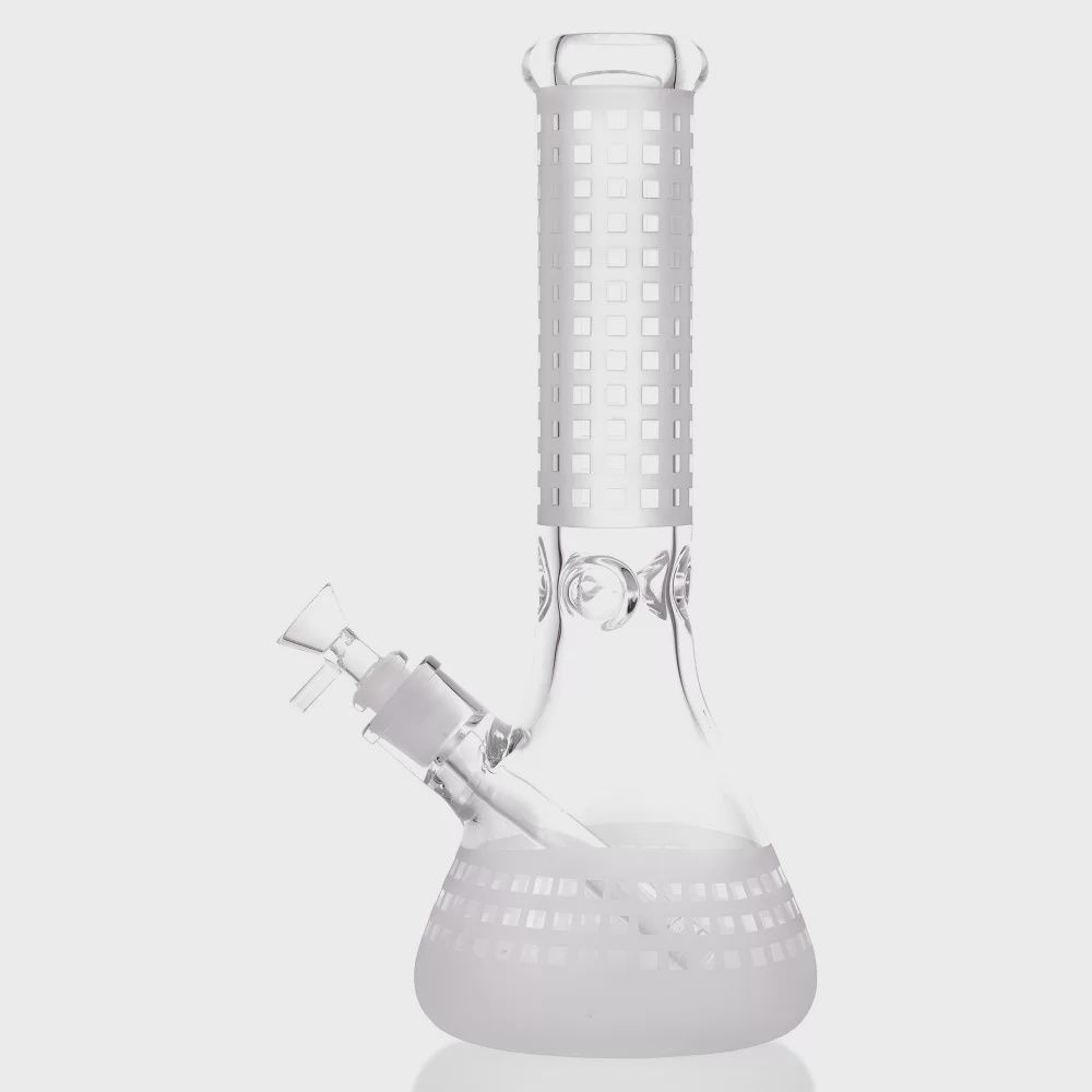 BEAKER BONG - 13&#39;&#39; 7MM SQUARED SANDBLASTED PATTERN (SGBK28)