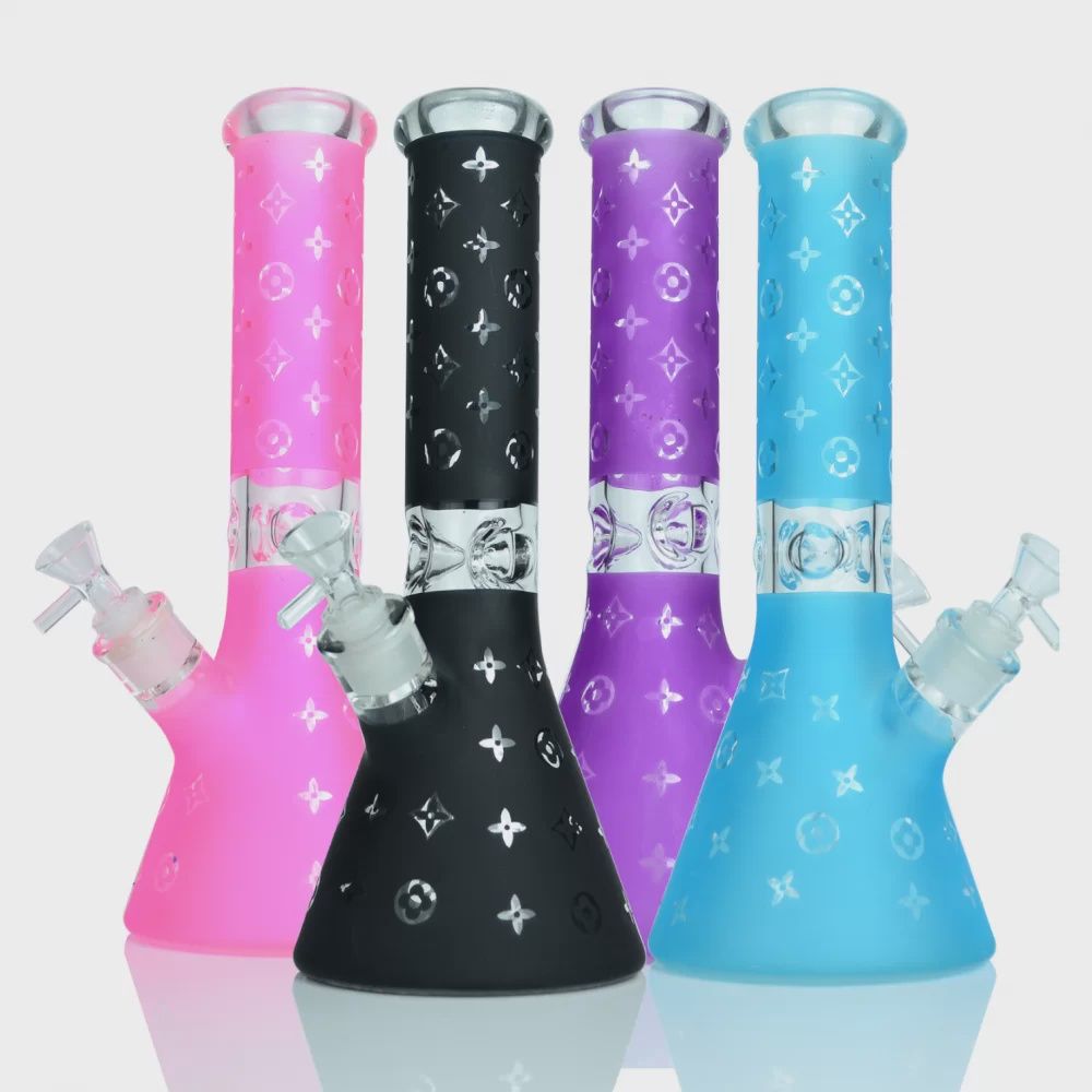 BEAKER BONG - 13&#39;&#39; 7MM LUXURY PATTERN SANDBLASTED - ASST (SGBK42)