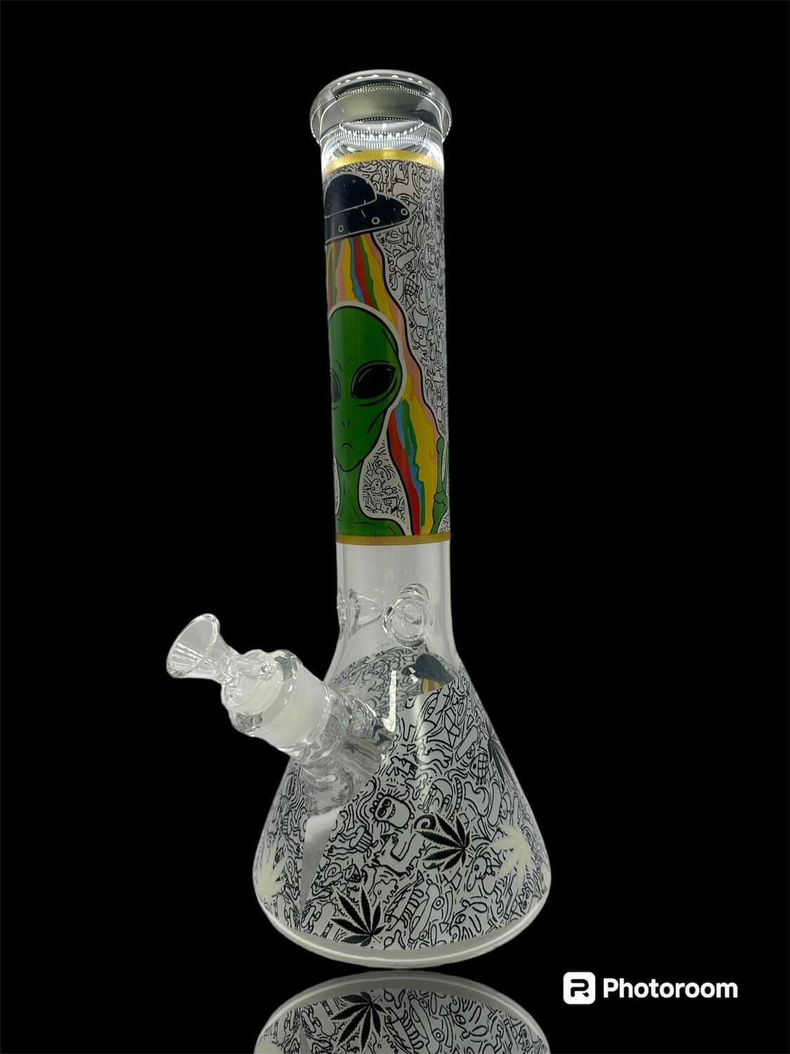 BEAKER BONG - 14&#39;&#39; ALIEN ZEN GLOW IN THE DARK (HXCP406P-S), COLOR: A