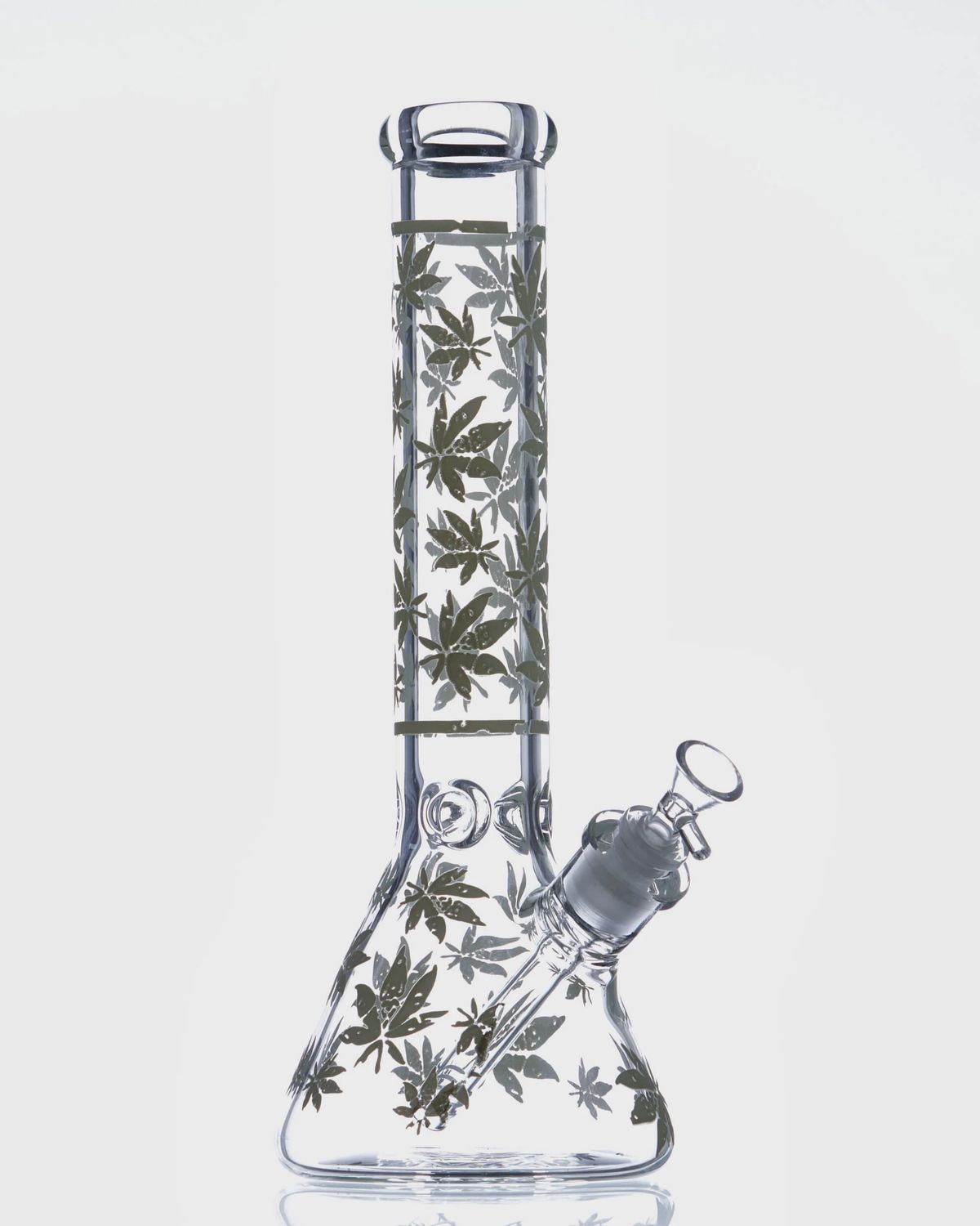 BEAKER BONG - 14&#39;&#39; LEAFSCRIPT GLOW IN THE DARK (HXCP406P-J)