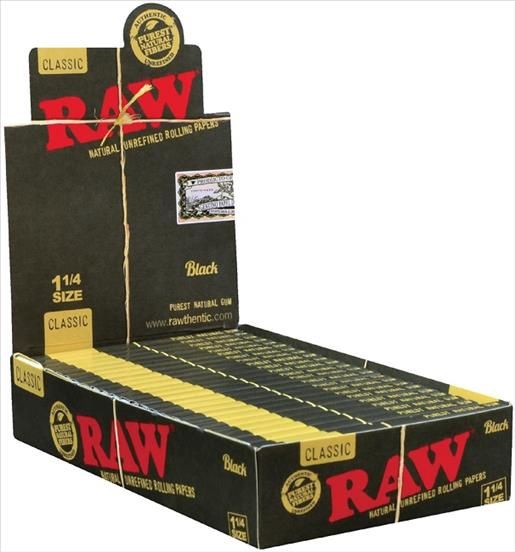 RAW PAPER BLACK 1 1/4 24/CT