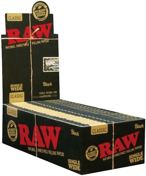 RAW PAPER BLACK SINGLE WIDE 25/CT
