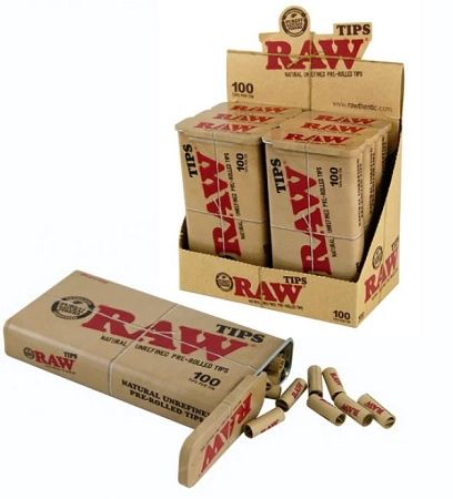 RAW TIPS PREROLLED TIN 100PC. 6/CT