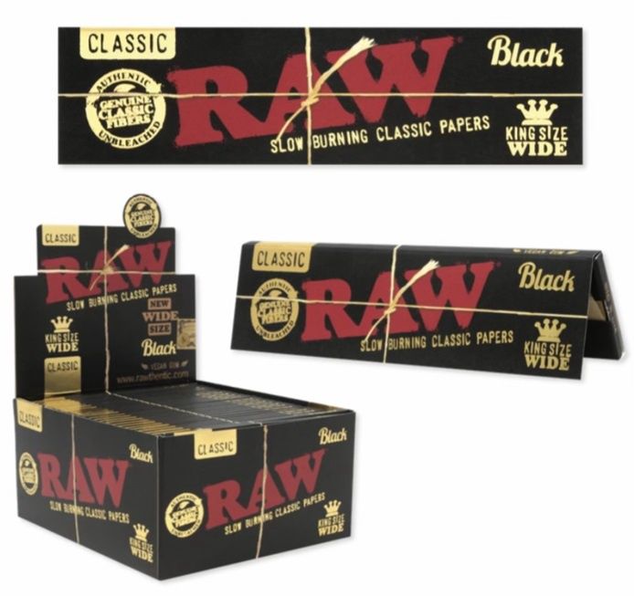RAW PAPER BLACK KING SIZE WIDE 33 LEAVES PER PK 50/CT