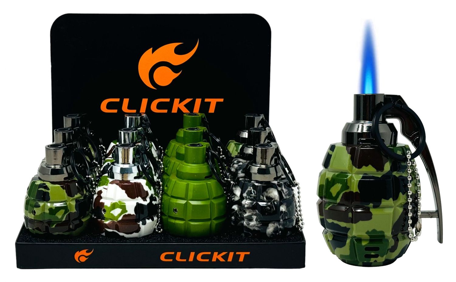 CLICKIT LARGE GRENADE TORCH LIGHTER 12/CT (GH-6667)