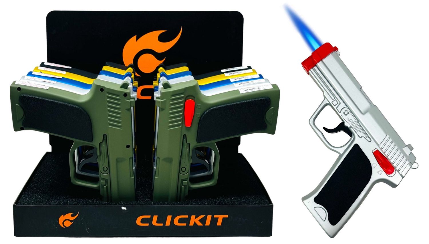 CLICKIT LARGE PISTOL TORCH LIGHTER 10/CT (GH-9073)