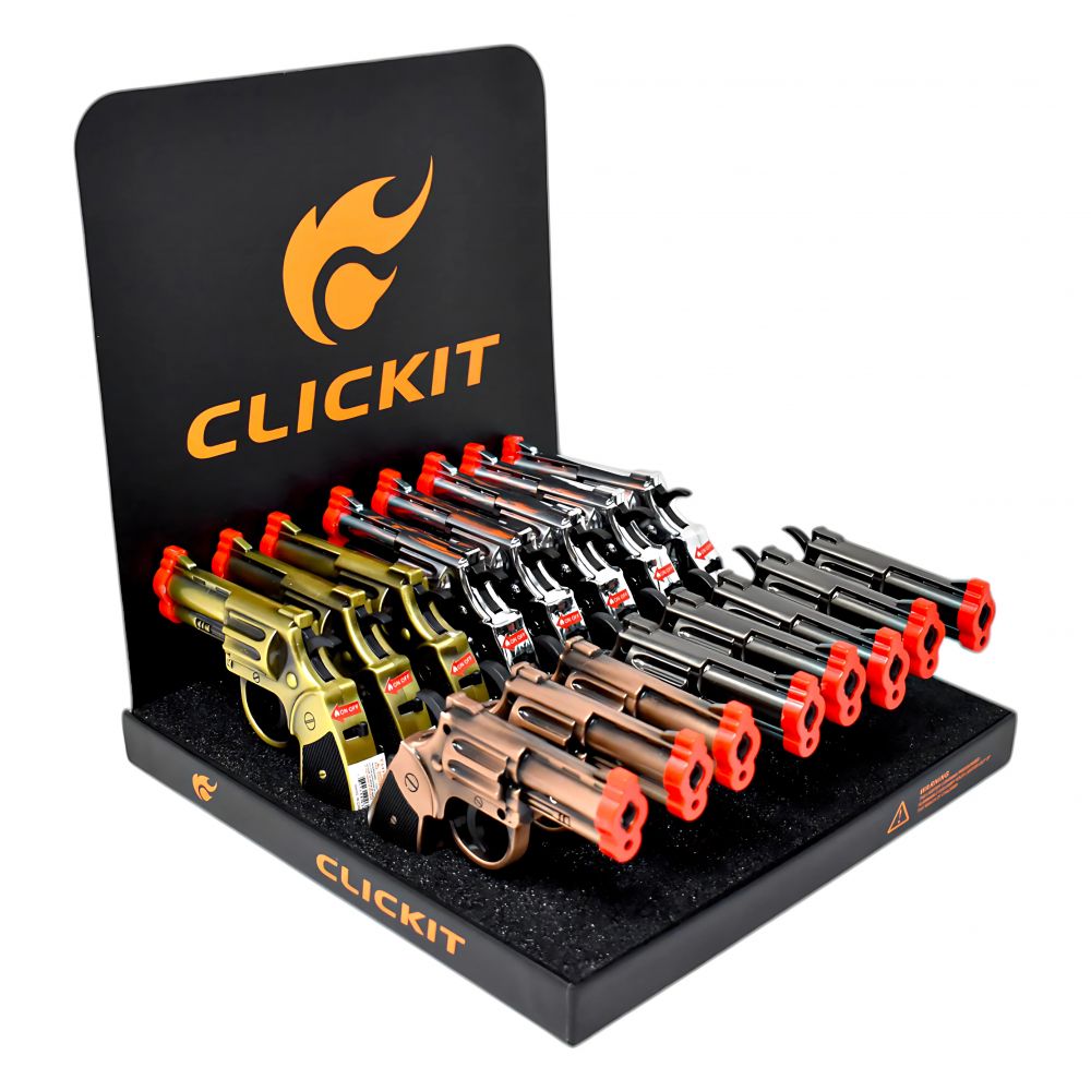 CLICKIT 2 IN 1 PISTOL TORCH LIGHTER 16/CT (GH-9109)