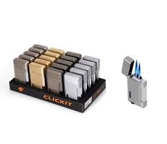 CLICKIT METAL FLIP OPEN DOUBLE  TORCH LIGHTER 20/CT
