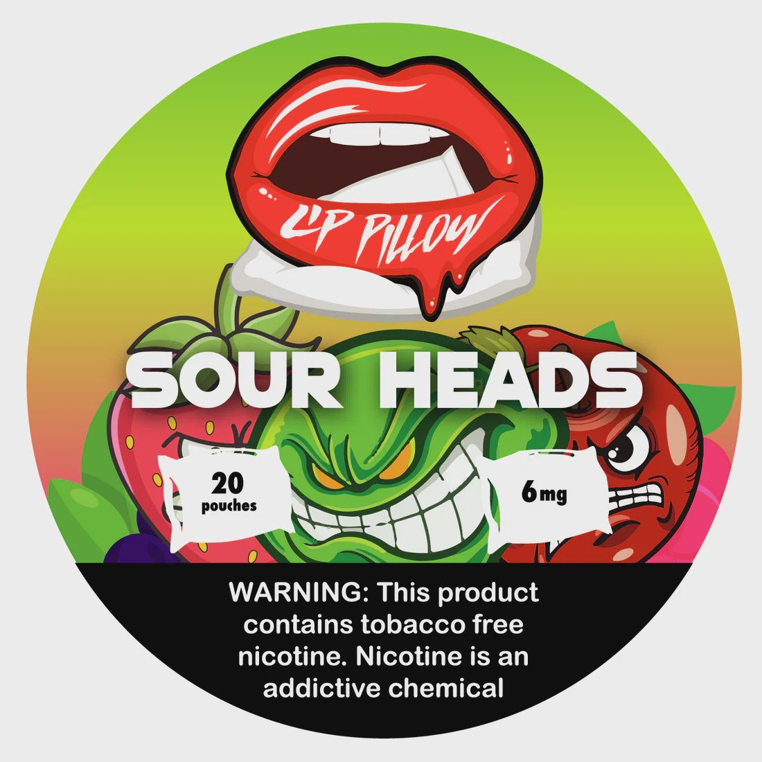 LIP PILLOW SOUR HEADS 20 POUCHES 6MG 5/CT