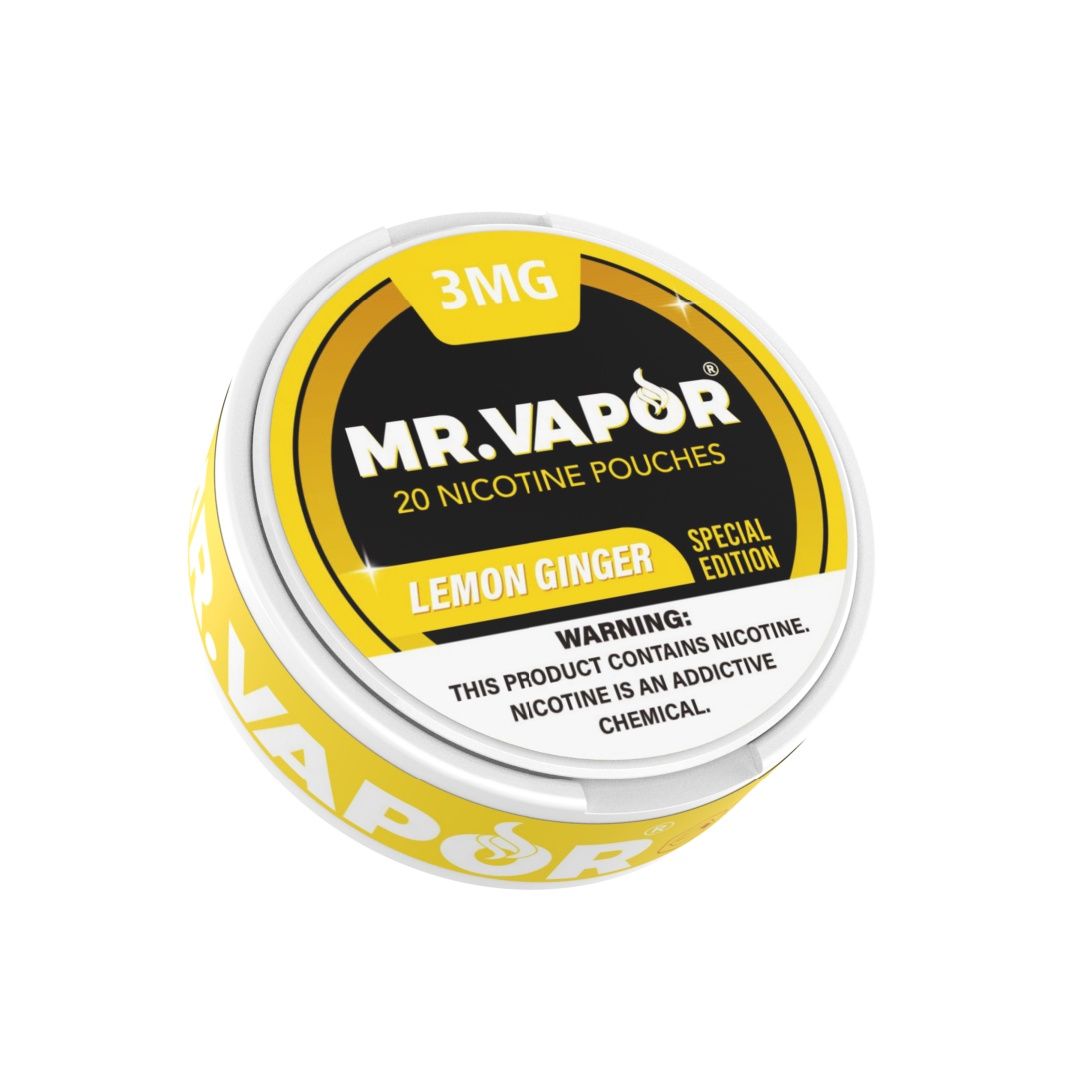 MR. VAPOR 3MG LEMON GINGER SPECIAL EDITION 20 NICOTINE POUCHES 5/CT