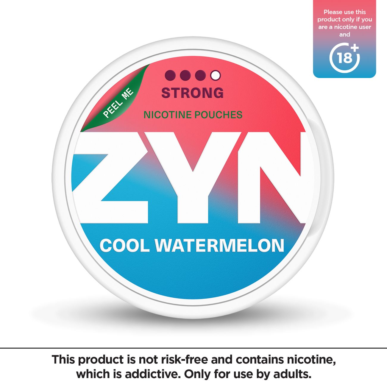 EURO ZYN ONE PACK POUCHES (INDIVIDUAL), FLAVOR: COOL WATERMELON STRONG SLIM 11MG 3 DOTS
