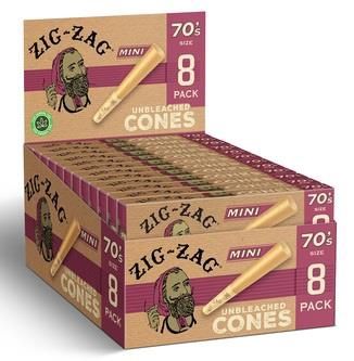 ZIG ZAG PAPER CONES MINI 70&#39;S UNBLEACHED 8PK 18/CT