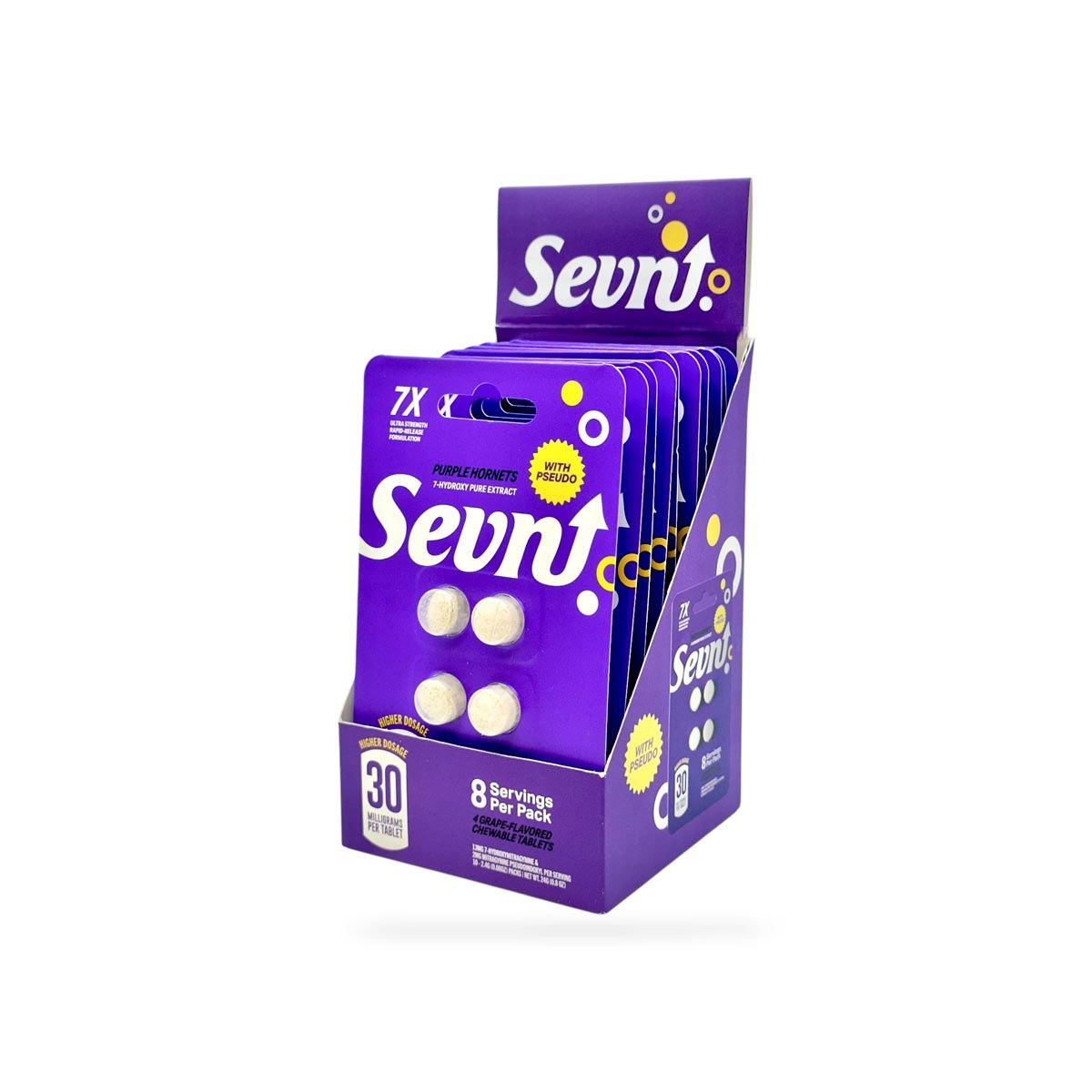 SEVN PSEUDO 7HYDROXY TABS PURPLE HORNETS 26MG 7-HYDROXY  4MG SUDO  30MG 4PK 10/CT