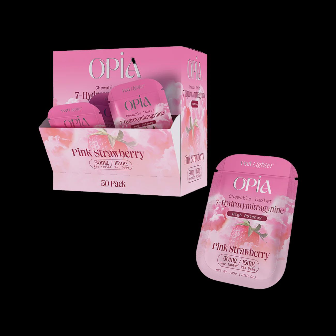 OPIA PINK STRAWBERRY HIGH POTENCY 7- HYDROXYMITRAGYNINE 30MG 30/CT