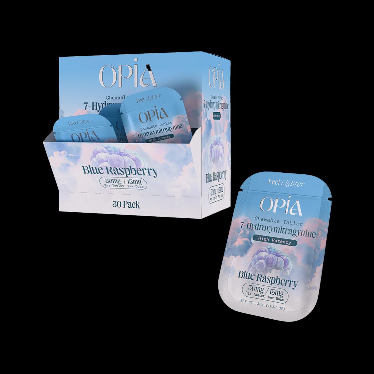 OPIA BLUE RASPBERRY HIGH POTENCY 7- HYDROXYMITRAGYNINE 30MG 30/CT