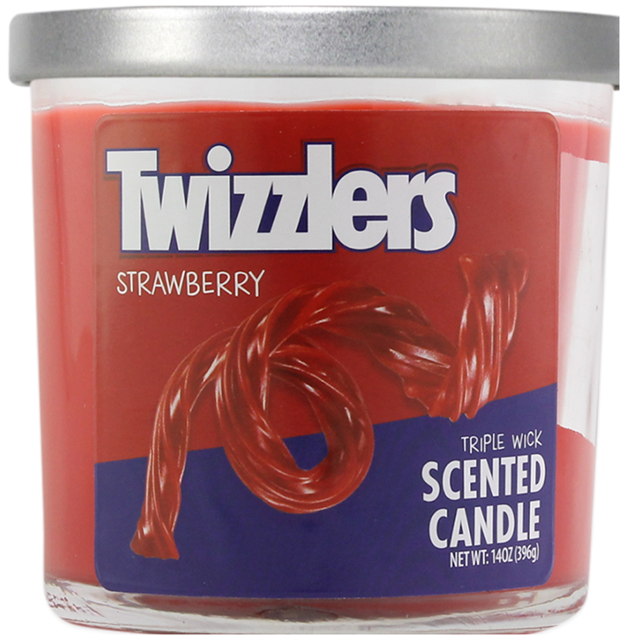 TWIZZLERS STRAWBERRY TRIPLE WICK SCENTED CANDLE 14 OZ