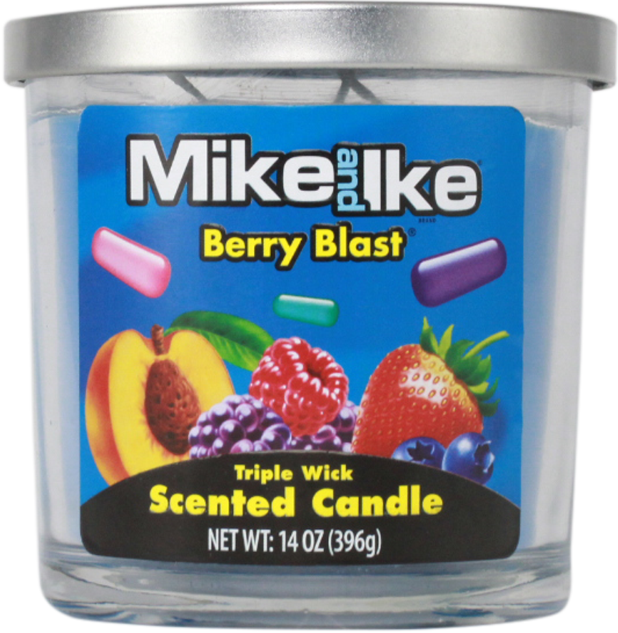 MIKE LIKE BERRY BLAST TRIPLE WICK SCENTED CANDLE 14 OZ