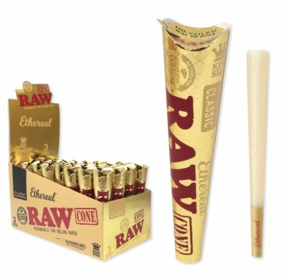 RAW ETHERAL CONES KING SIZE (3PK) 32/CT