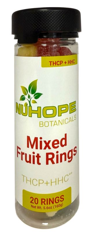 NUHOPE BOTANICALS MIXED FRUIT RINGS THCP+ HHC 20 RINGS (1PC/150MG - FULL JAR/3000MG)