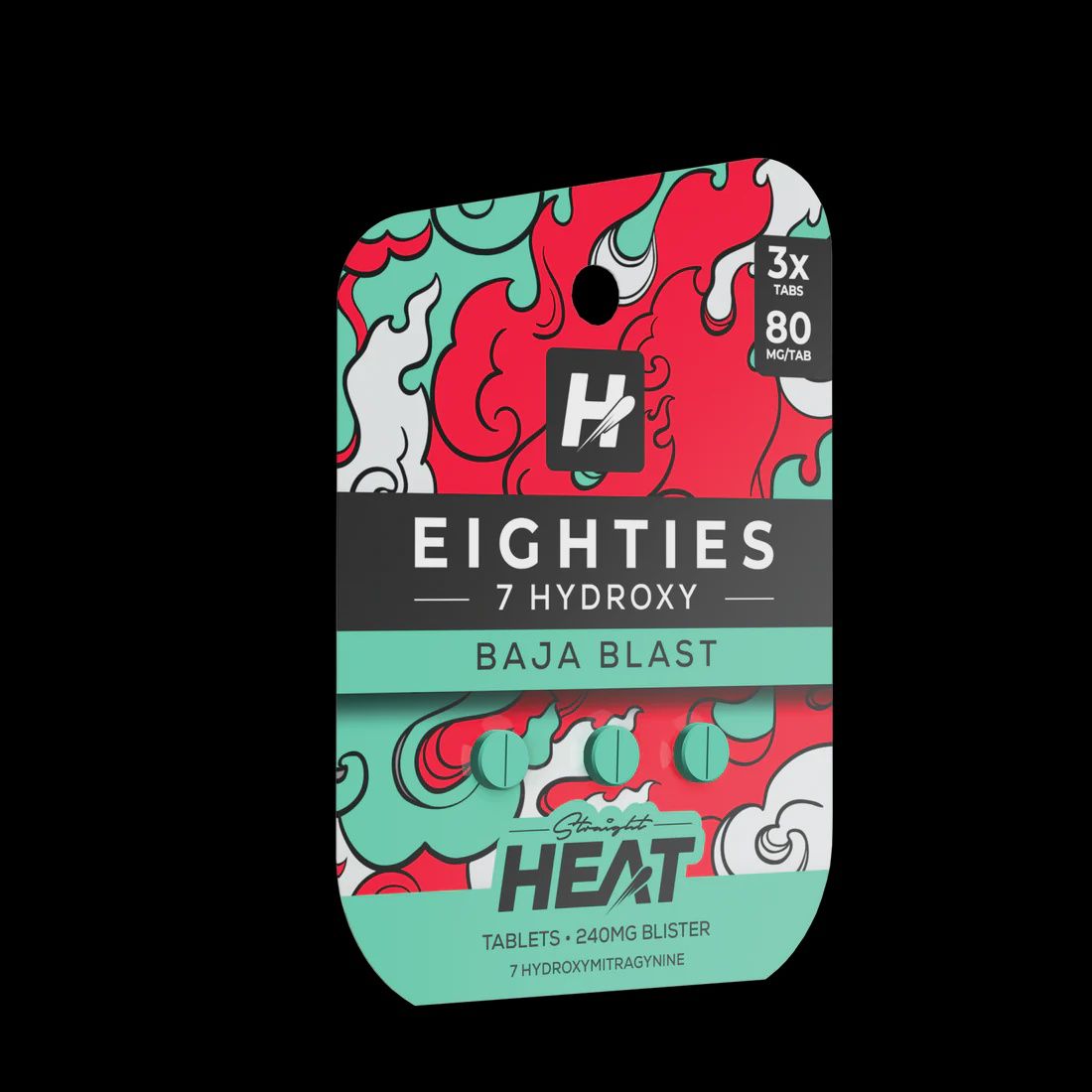 STRAIGHT HEAT- 80MG 7-OH TABS - BAJA BLAST 3PK 10/CT