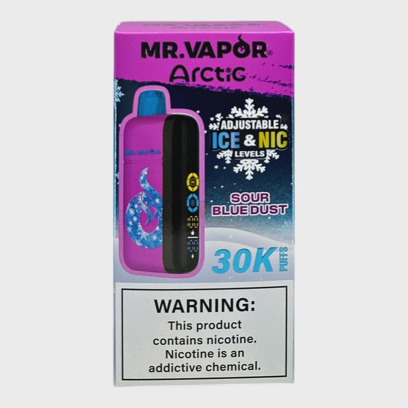 MR. VAPOR ARCTIC SOUR BLUE DUST 5% 30K PUFF ADJUSTABLE NIC &amp; ICE LEVEL 5/CT