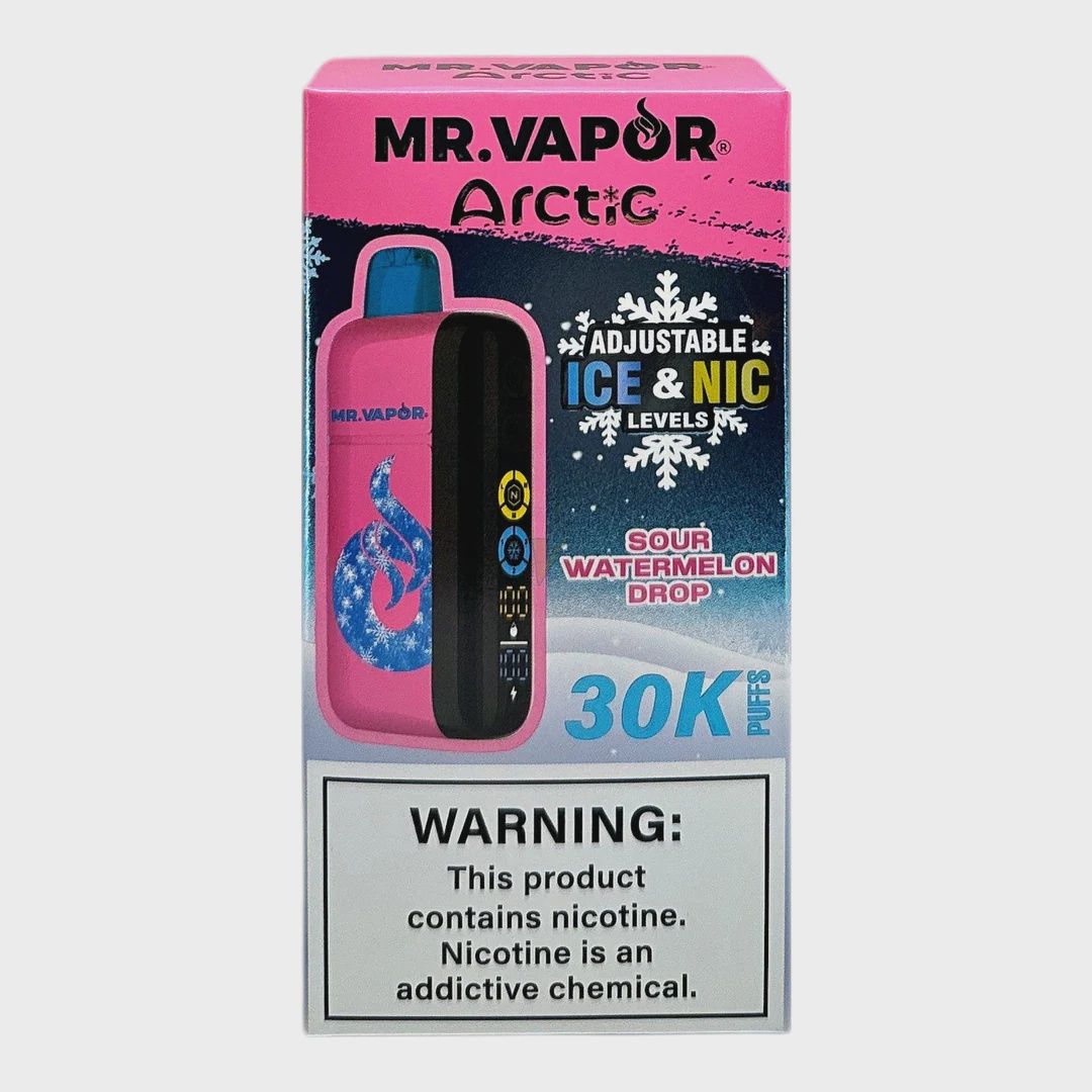MR. VAPOR ARCTIC SOUR WATERMELON DROP 5% 30K PUFF ADJUSTABLE NIC &amp; ICE LEVEL 5/CT