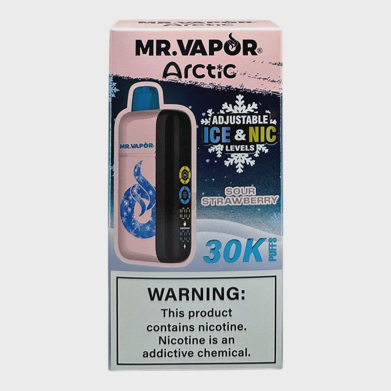 MR. VAPOR ARCTIC SOUR STRAWBERRY 5% 30K PUFF ADJUSTABLE NIC &amp; ICE LEVEL 5/CT
