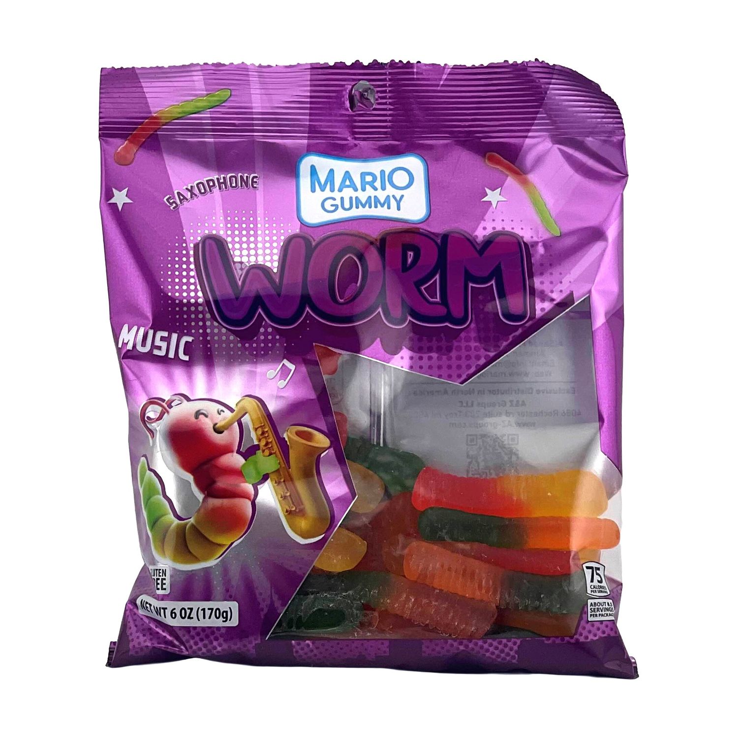 MARIO GUMMY LONG WORM 6OZ 12/PK