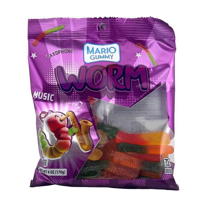 MARIO GUMMY LONG WORM 6OZ 12/PK
