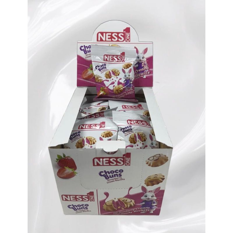NESS ONE STRAWBERRY BISCUIT (BAGS) 30G 24/CT