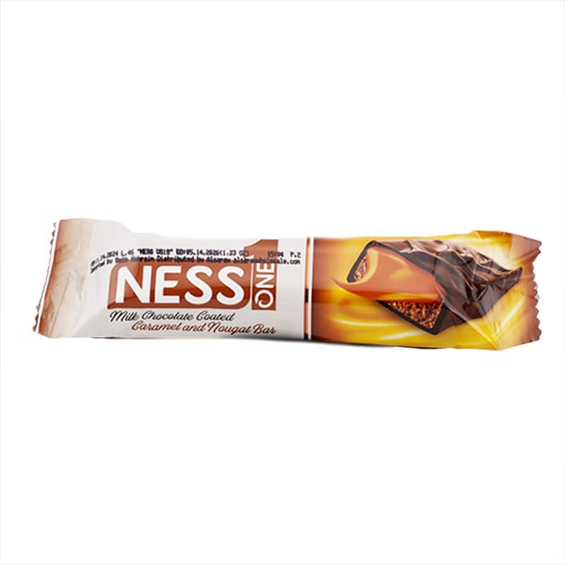 NESS ONE MILK CHOCOLATE COATED CARAMEL AND NOUGAT BAR 35G 24/CT