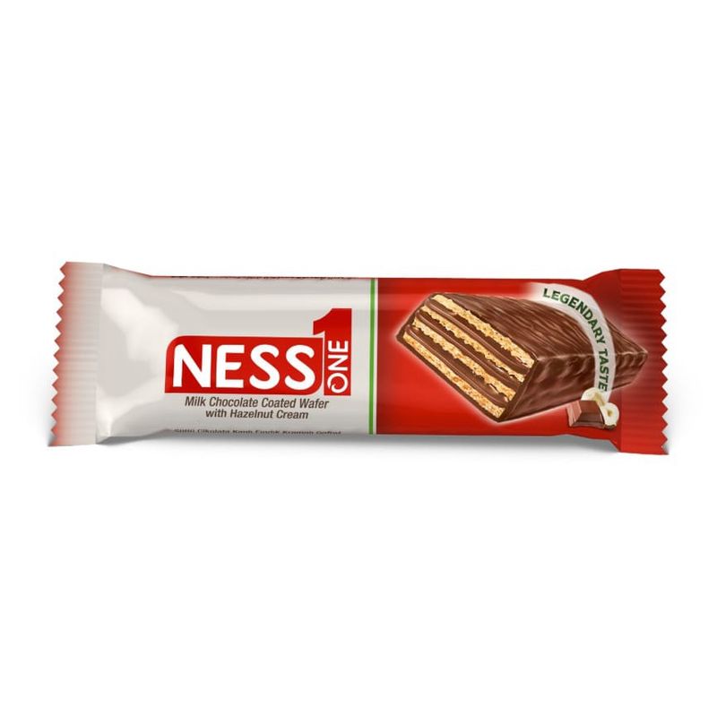 NESS ONE MILK CHOCOLATE COATED WAFER WITH HAZELNUT CREAM LEGENDARY TASTE 30G 24/CT