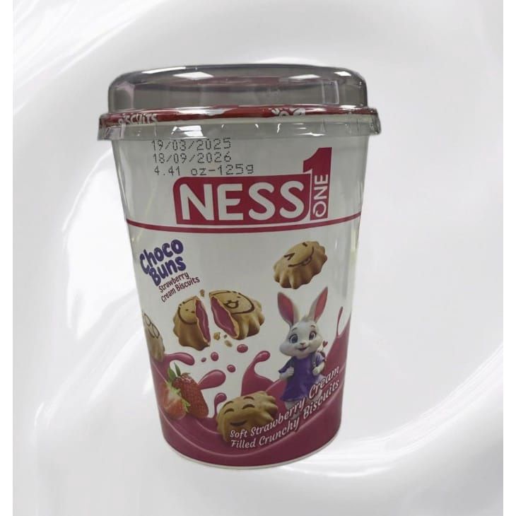 NESS ONE STRAWBERRY BISCUIT CUPS 125G