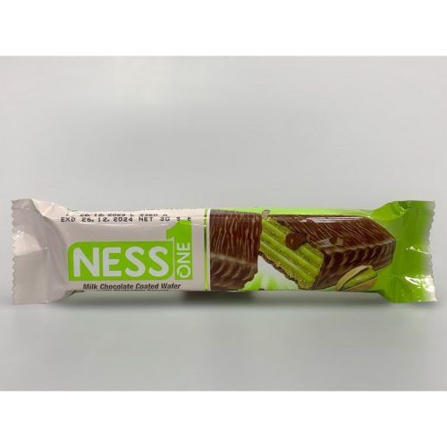 NESS ONE MILK CHOCOLATE COATED WAFER WITH PISTACHIO CREAM 30G 24/CT