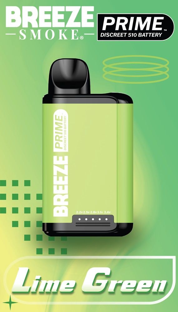 BREEZE PRIME DISCREET BATTERY FOR CARTRIDGES - LIME GREEN 5/CT