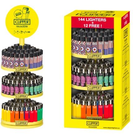 CLIPPER LIGHTER MIXED (CAROUSEL) 48CT SOLD ASSORTED + 48CT SUGAR SKULLS + 48CT STARS + 12 FREE PCS