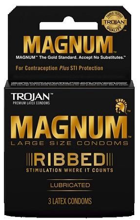 TROJAN MAGNUM RIBBED 3PK 6/CT