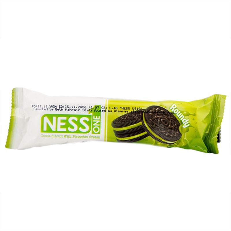 NESS ONE ROUNDY COCOA BISCUIT WITH PISTACHIO CREAM 56G 24/CT