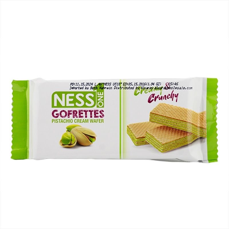 NESS ONE GOFRETTES PISTACHIO CREAM WAFER 55G 24/CT
