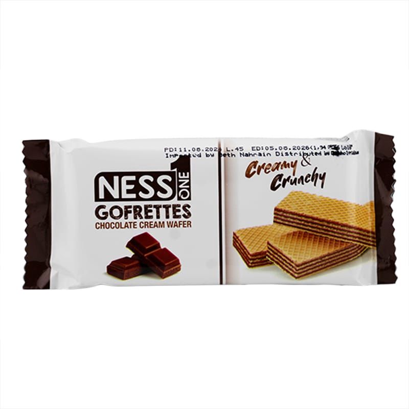 NESS ONE GOFRETTES CHOCOLATE CREAM WAFER 55G 24/CT